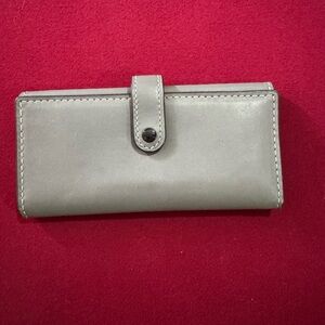 Vintage/Rare Coach Gray Slim Trifold Unisex Wallet Burgundy Leather COA included